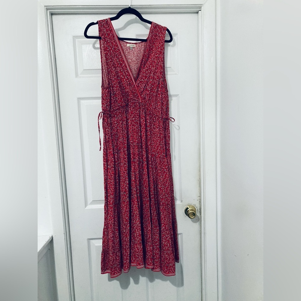 Red and White Patterned maxi dress